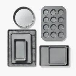 8pc Nonstick Bakeware Set Gray - Figmint™: Figmint Kitchen Baking Set, PTFE-Free, Oven & Dishwasher Safe, 450°F Limit