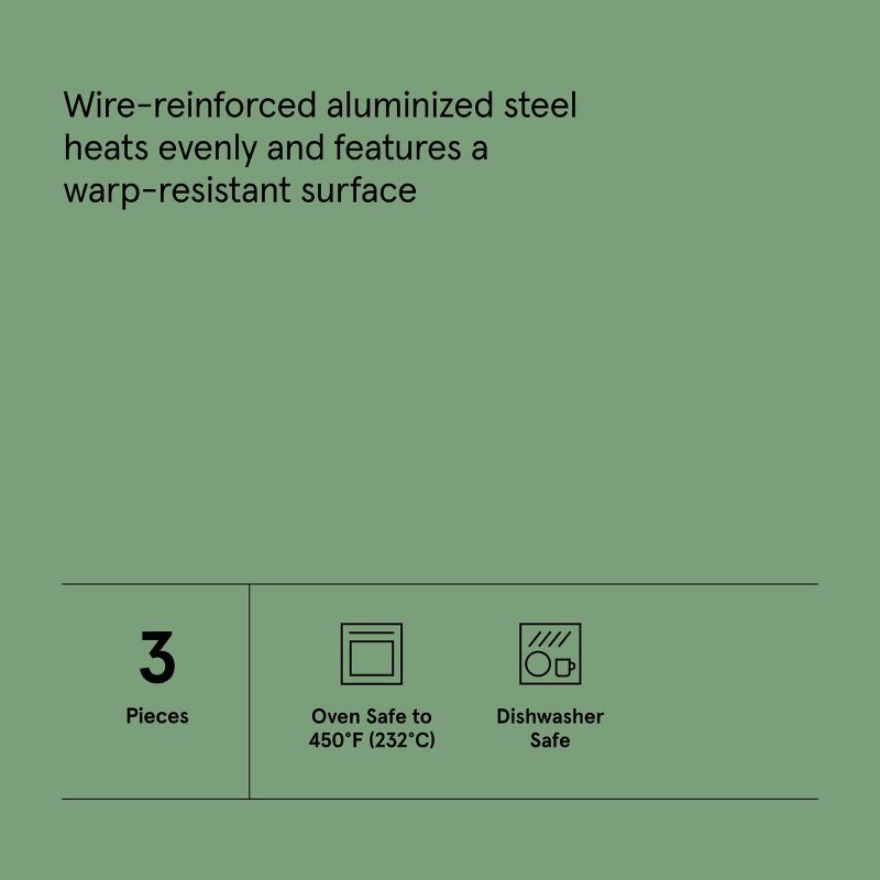 slide 5 of 5, 3pc Nonstick Baking Sheet Set Gold - Figmint™, 3 ct
