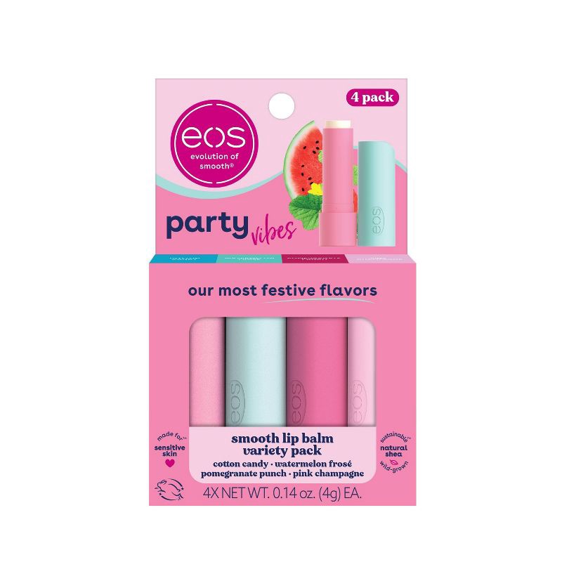 slide 1 of 6, eos Lip Balm Stick Variety Pack - Party Vibes - 4pk, 4 ct