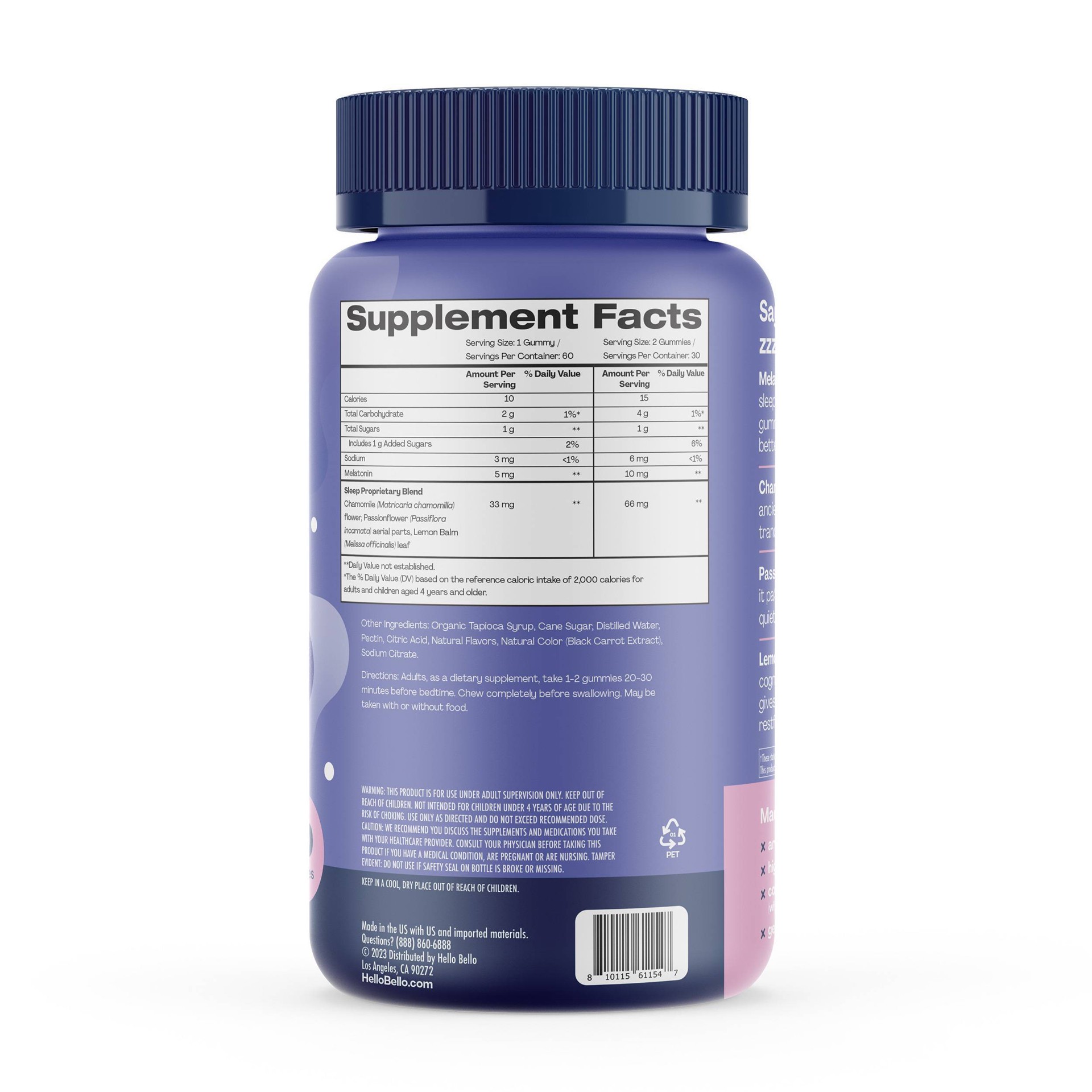 Hello Bello Sleep Well Melatonin + Botanical Vitamin Vegan Gummies
