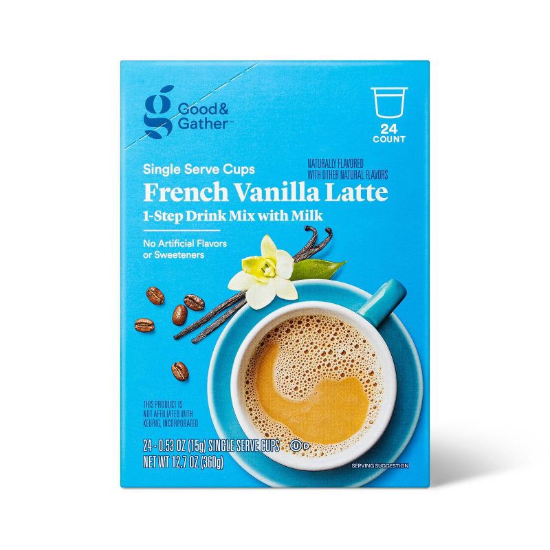 slide 1 of 3, French Vanilla Latte Naturally Flavored with other Natural Flavors Single Serve Cups - 12.7oz - Good & Gather™, 12.7 oz