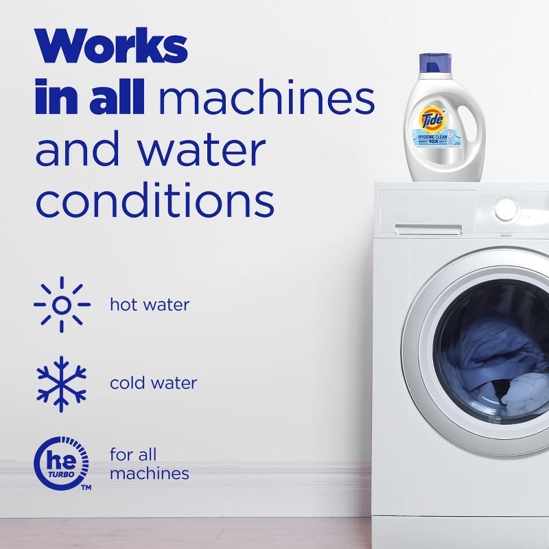 slide 3 of 6, Tide Liquid High Efficiency Hygenic Clean Laundry Detergent - Free & Gentle - 132 fl oz, 132 fl oz