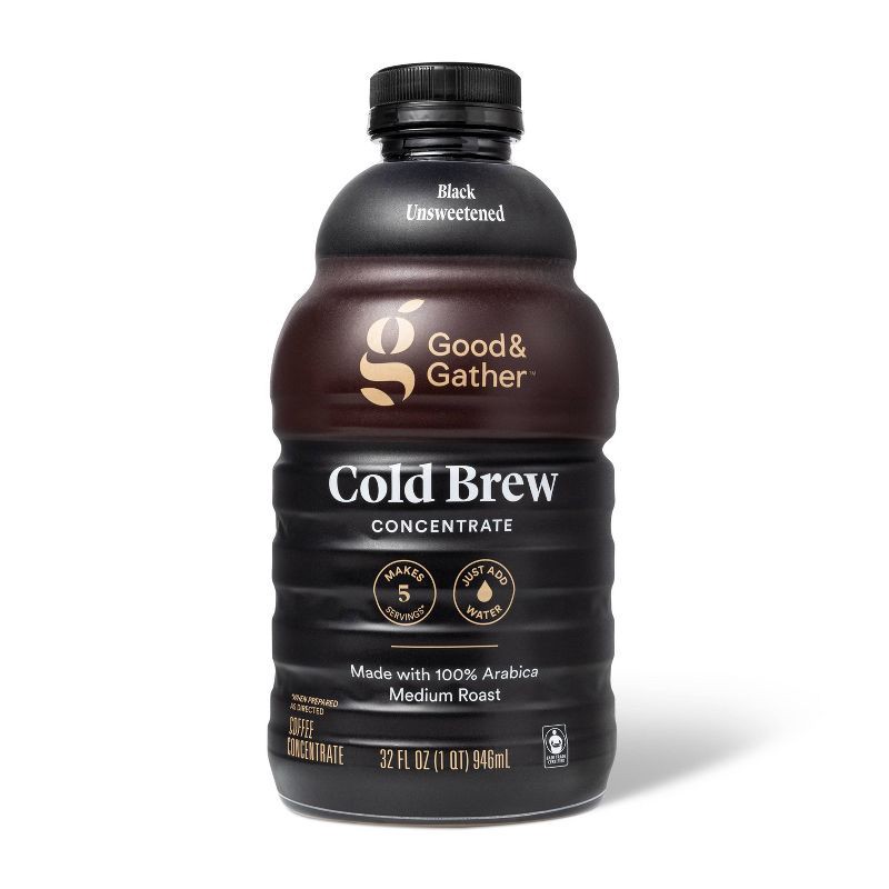 slide 1 of 4, Cold Brew Coffee Concentrate Black Unsweetened - 32floz - Good & Gather™, 1 ct