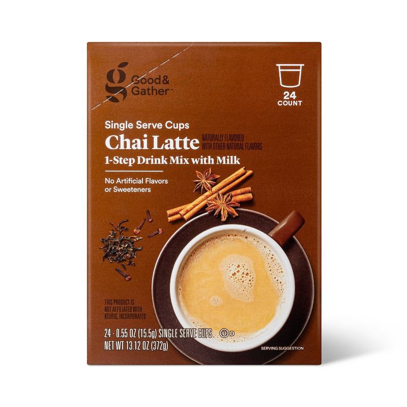 slide 1 of 3, Chai Latte Medium Roast Naturally Flavored with other Natural Flavors Single Serve Cups - 13.12oz - Good & Gather™, 13.12 oz