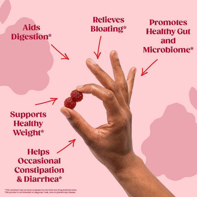 slide 4 of 8, Bellway Super Fiber Gummies, Organic Sugar-Free Prebiotic Fiber Supplement Gummies - Raspberry Lemon - 60ct, 60 ct
