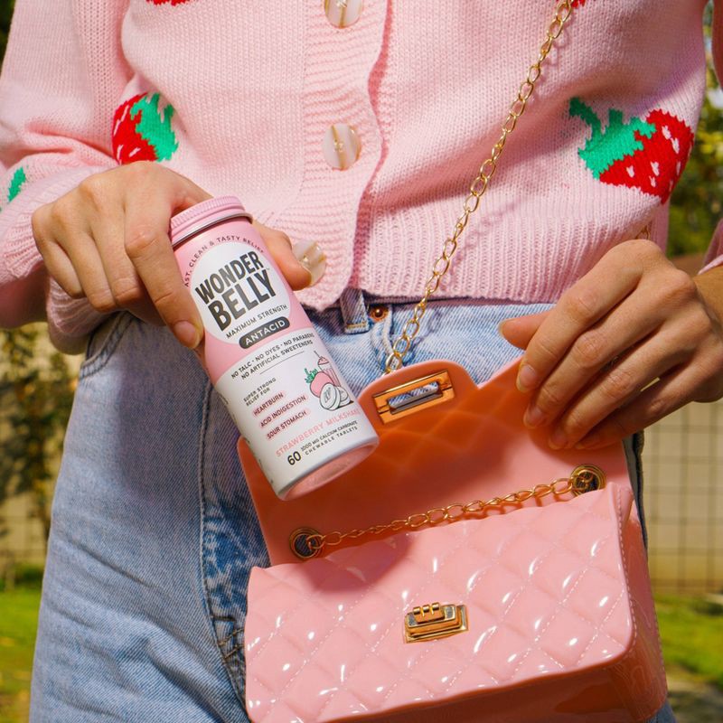 slide 8 of 11, Wonderbelly Antacid 1000mg Chewable Heartburn Relief Tablets - Strawberry Milkshake - 60ct, 60 ct; 1000 mg