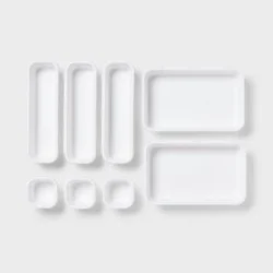 8pc Plastic Drawer Organizer Set White - Brightroom™: Modern In-Drawer Flatware Storage, Multiple Compartments, Dishwasher-Safe