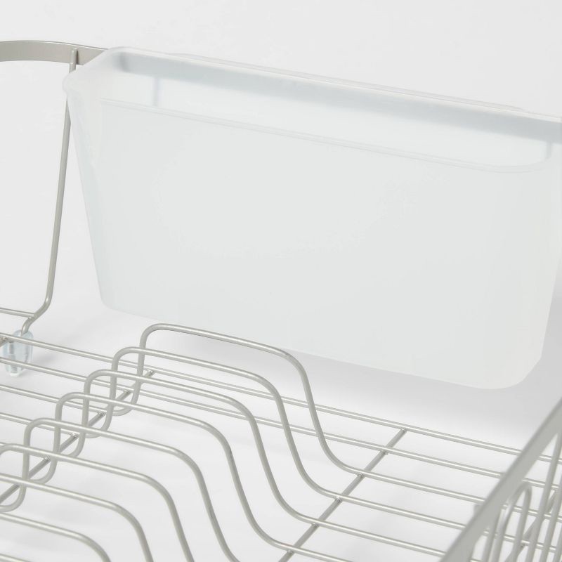 slide 3 of 3, Large Steel Dish Drainer Brushed Nickel - Brightroom™: Freestanding Dish Drying Rack with Utensil Holder, 1 ct