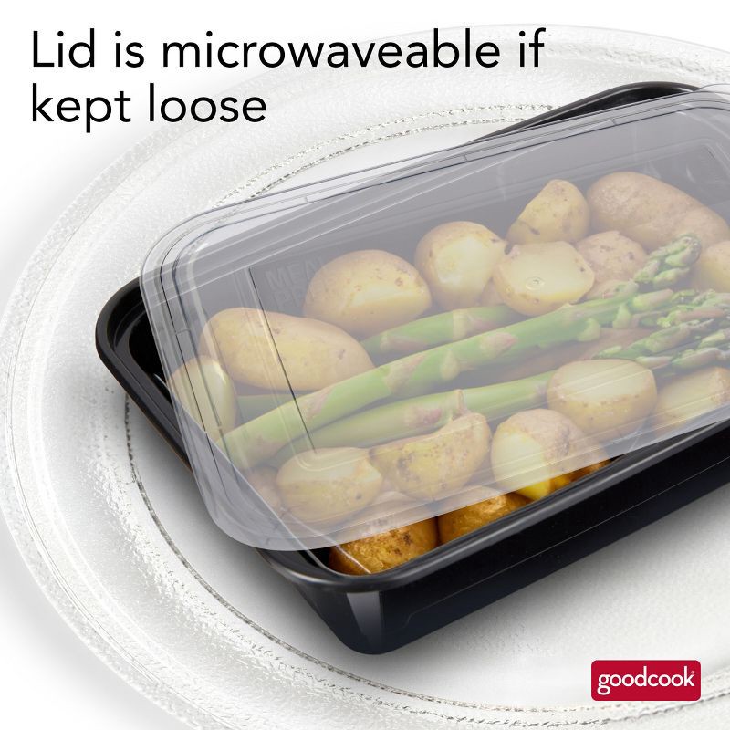 slide 12 of 13, GoodCook Meal Prep 1 Compartment Rectangle Containers + Lids - 4Cups - 60 pcs/30ct - Black, 60 ct, 30 ct
