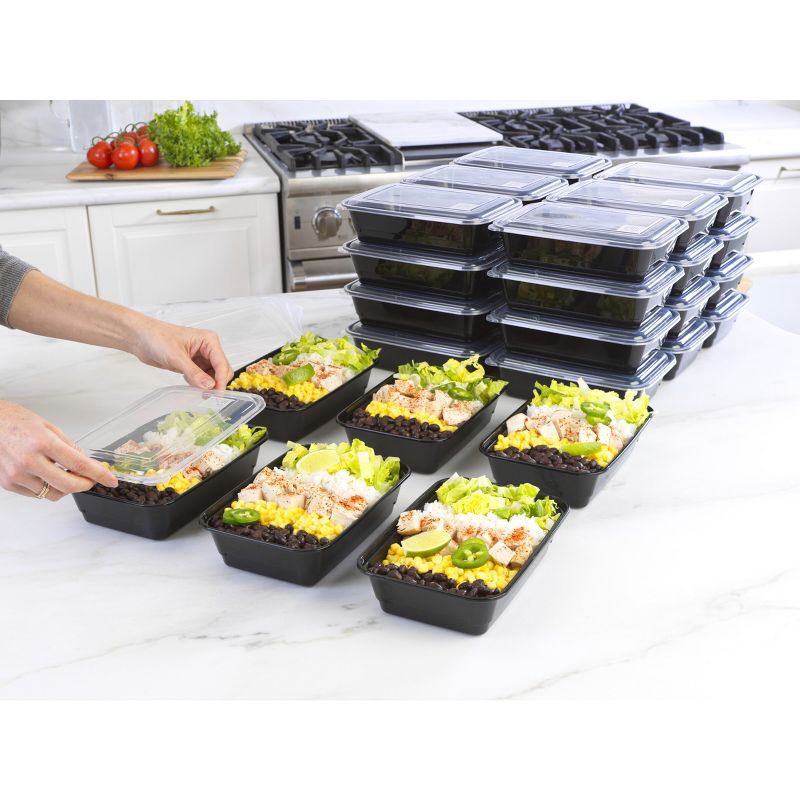 slide 6 of 13, GoodCook Meal Prep 1 Compartment Rectangle Containers + Lids - 4Cups - 60 pcs/30ct - Black, 60 ct, 30 ct
