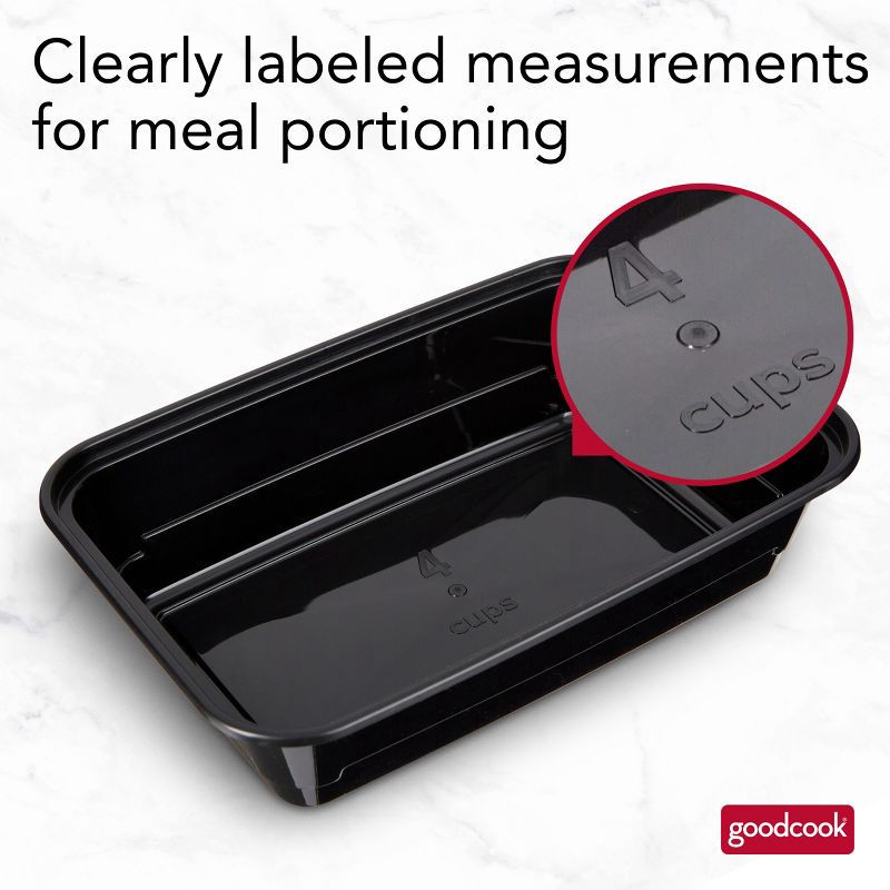 slide 9 of 13, GoodCook Meal Prep 1 Compartment Rectangle Containers + Lids - 4Cups - 60 pcs/30ct - Black, 60 ct, 30 ct