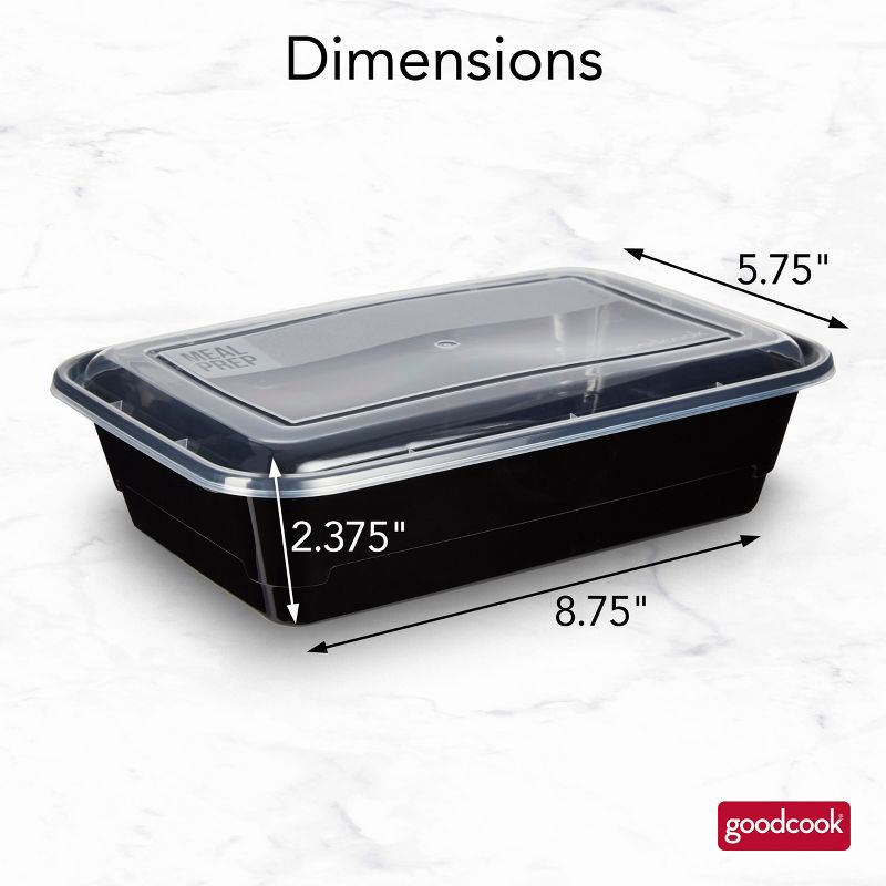 slide 10 of 13, GoodCook Meal Prep 1 Compartment Rectangle Containers + Lids - 4Cups - 60 pcs/30ct - Black, 60 ct, 30 ct