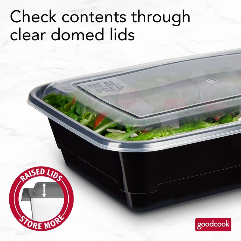 slide 11 of 13, GoodCook Meal Prep 1 Compartment Rectangle Containers + Lids - 4Cups - 60 pcs/30ct - Black, 60 ct, 30 ct