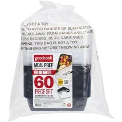 GoodCook Meal Prep 1 Compartment Rectangle Containers + Lids - 4Cups - 60 pcs/30ct - Black