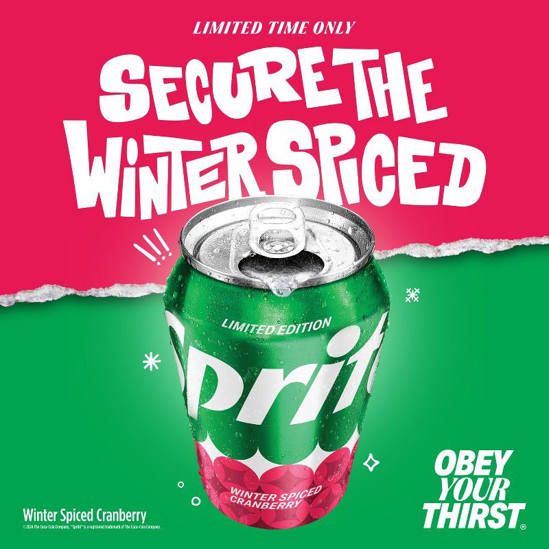 slide 2 of 6, Sprite Zero Winter Spiced Cranberry - 12pk/12 fl oz Cans, 12 ct; 12 fl oz