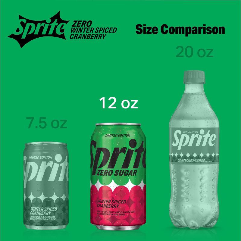 slide 5 of 6, Sprite Zero Winter Spiced Cranberry - 12pk/12 fl oz Cans, 12 ct; 12 fl oz