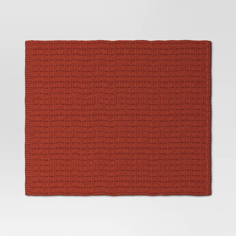 slide 3 of 5, Marled Knit Throw Blanket Orange - Threshold, 1 ct