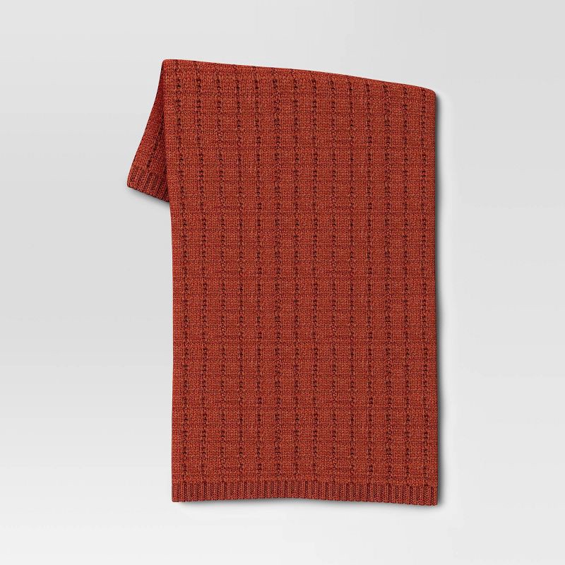 slide 1 of 5, Marled Knit Throw Blanket Orange - Threshold, 1 ct