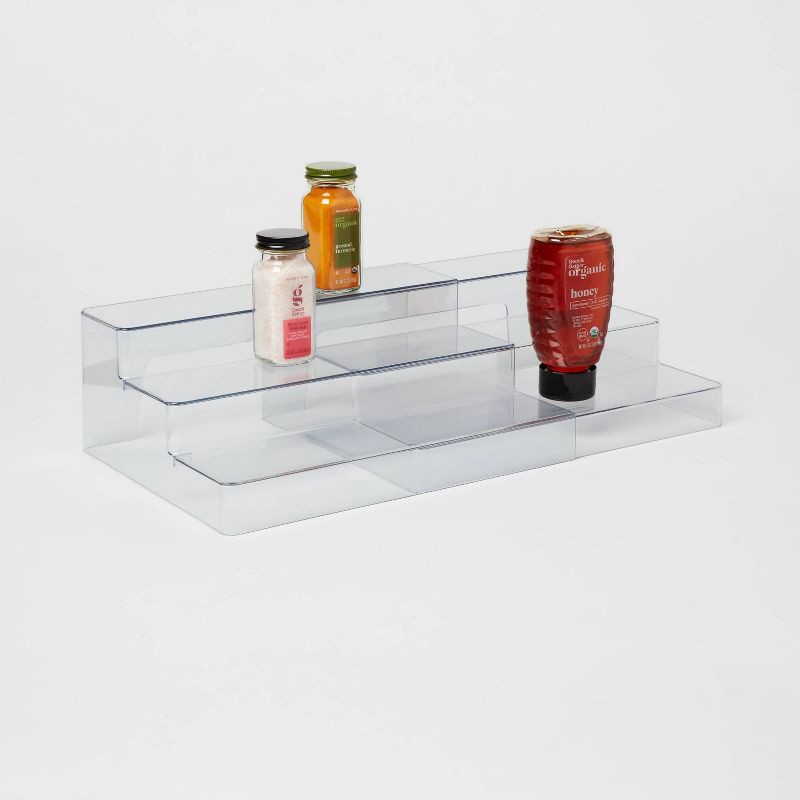 slide 3 of 3, Plastic 3-Tier Expandable Shelf Clear - Brightroom™: Kitchen & Pantry Organizer, Polyethylene, Spot Clean, 13.5" Width, 1 ct
