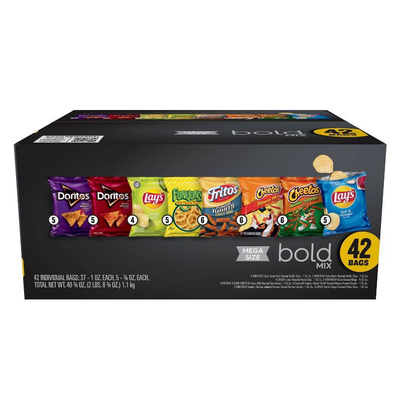 slide 1 of 8, Frito-Lay Bold Mix Snacks Mega Size Variety Pack - 42oz/42ct, 42 oz, 42 ct