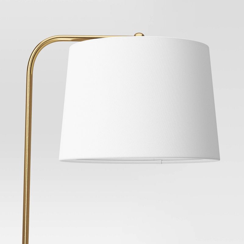 slide 4 of 4, 62"x14" New Traditional Downbridge Floor Lamp Brass - Threshold™: ETL Listed, Linen Shade, Metal Body, 1 ct
