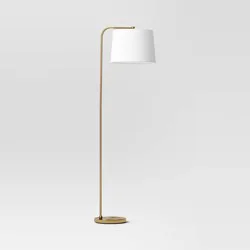 62"x14" New Traditional Downbridge Floor Lamp Brass - Threshold™: ETL Listed, Linen Shade, Metal Body