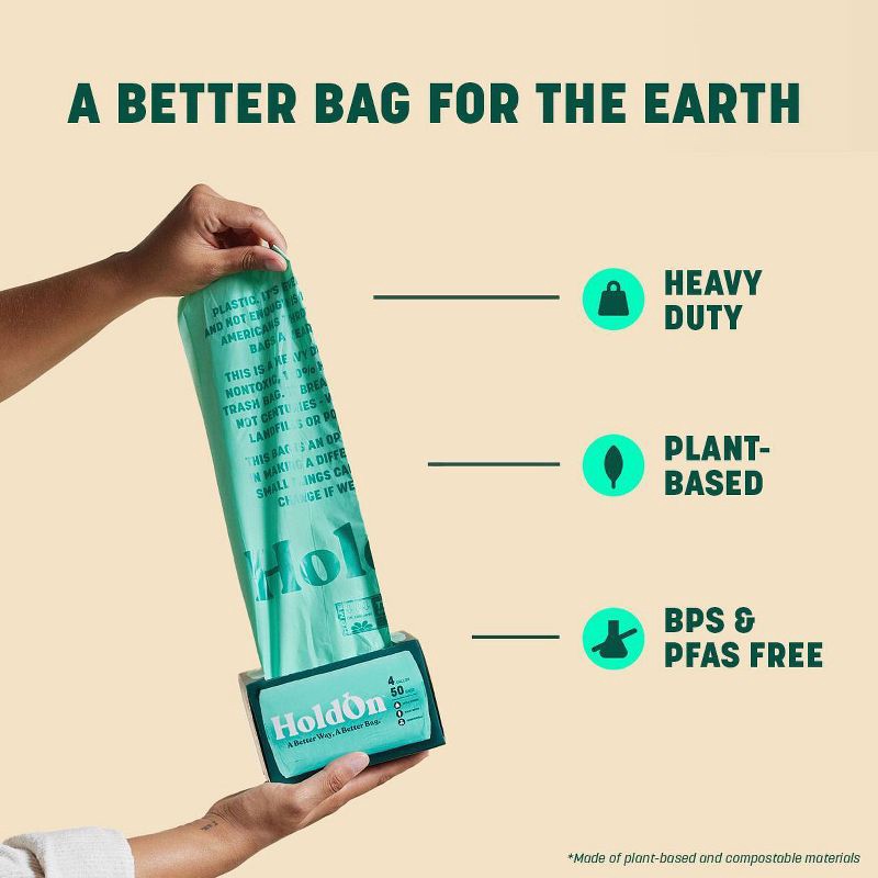 slide 5 of 9, HoldOn Bags Compostable Small Space Trash Bags - 4gal/30ct, 4 gal, 30 ct