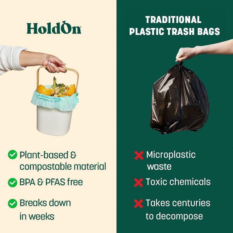 slide 6 of 9, HoldOn Bags Compostable Small Space Trash Bags - 4gal/30ct, 4 gal, 30 ct