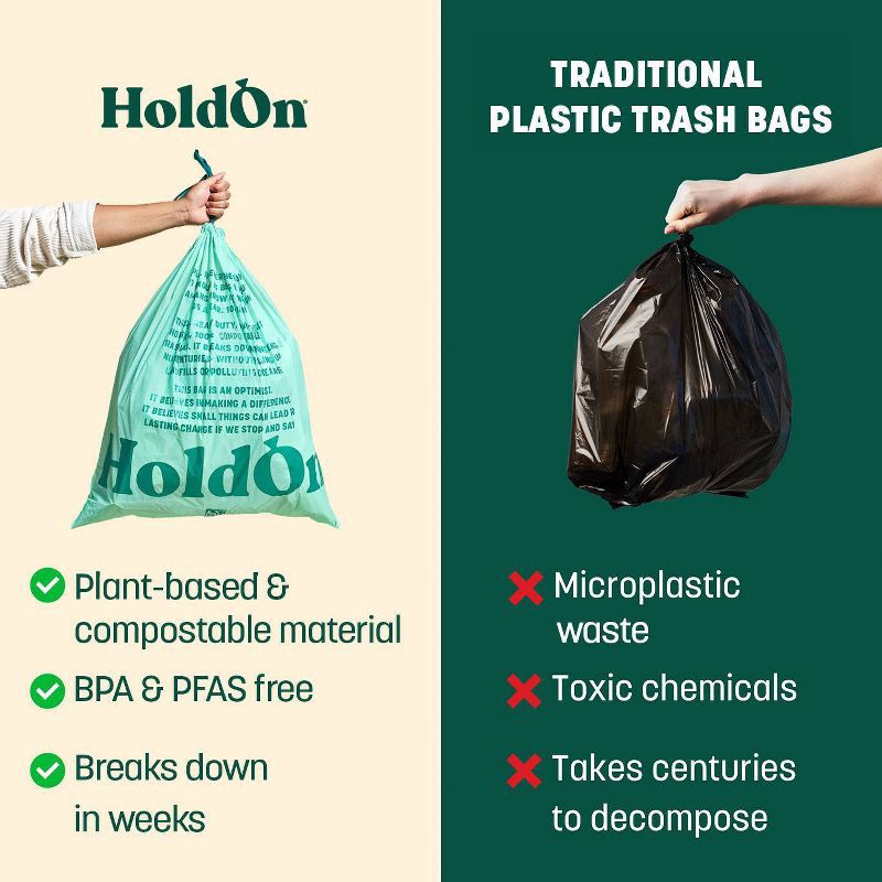 slide 6 of 11, HoldOn Bags Compostable Tall Kitchen Trash Bags - 13gal/25ct, 13 gal, 25 ct