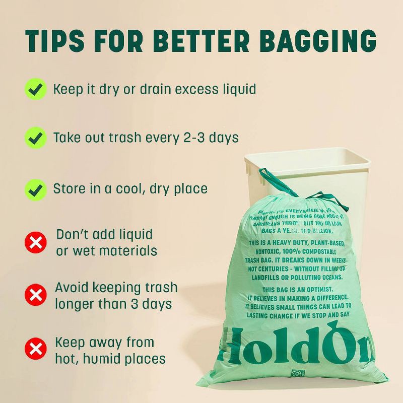 slide 10 of 11, HoldOn Bags Compostable Tall Kitchen Trash Bags - 13gal/25ct, 13 gal, 25 ct
