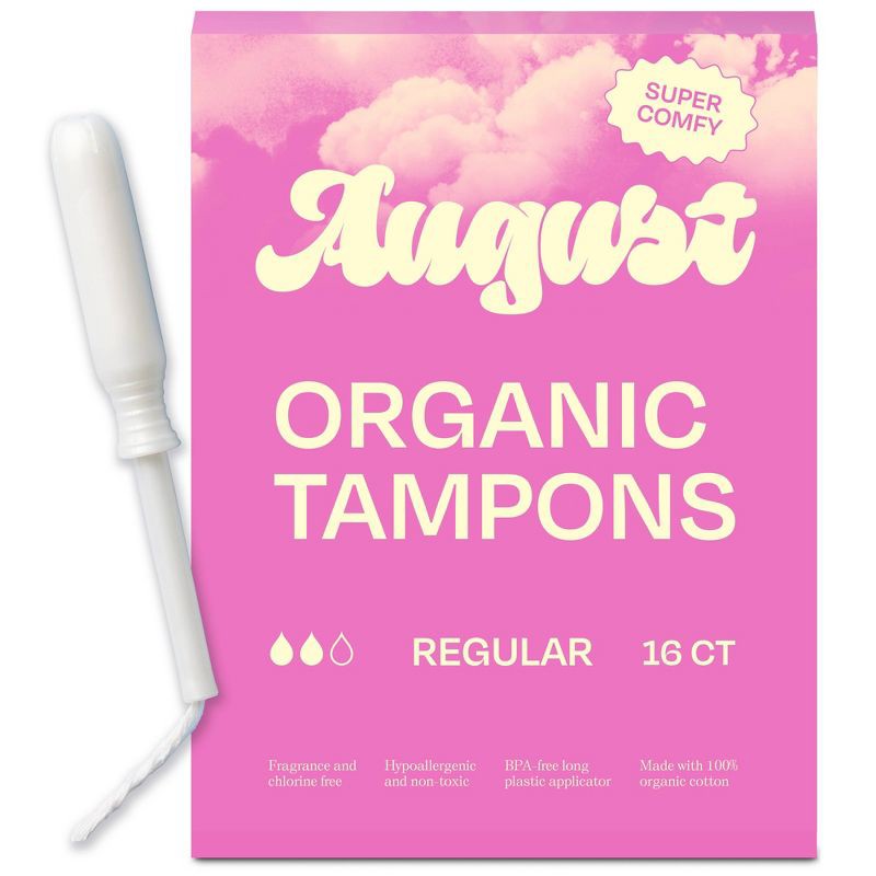 slide 1 of 6, Its August Organic Regular Tampons - 16pk, 16 ct