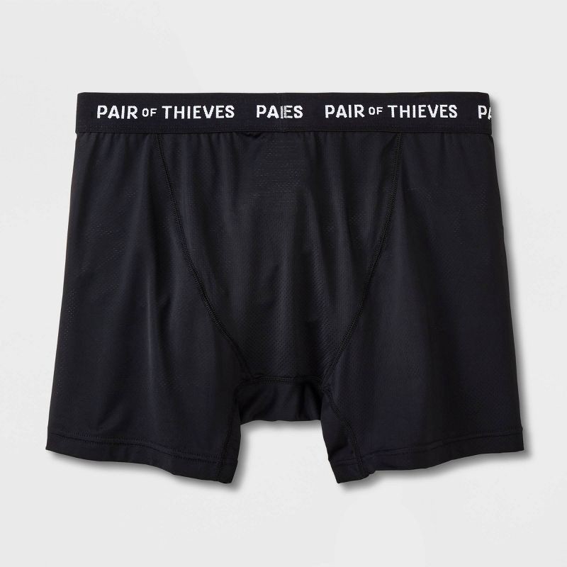 slide 3 of 4, Pair of Thieves Men's Floral Print Super Fit Boxer Briefs 2pk - Black/White S: Lightweight Mesh, Botanical Pattern, 2 ct