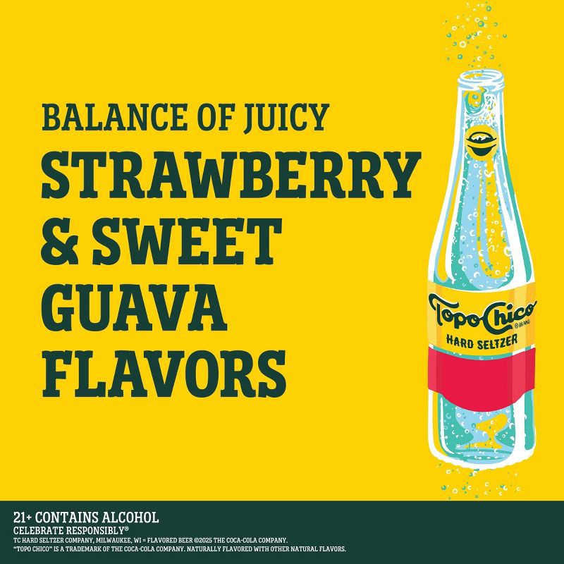 slide 3 of 8, Topo Chico Hard Seltzer Strawberry Guava Flavored Beverage - 24 fl oz Single Can, 24 fl oz