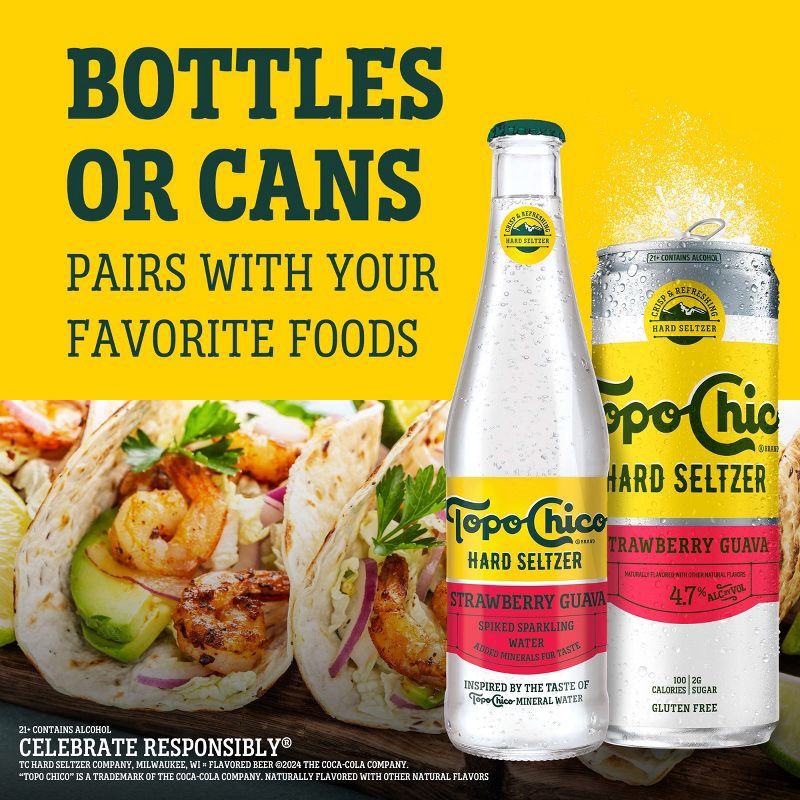 slide 8 of 8, Topo Chico Hard Seltzer Strawberry Guava Flavored Beverage - 24 fl oz Single Can, 24 fl oz