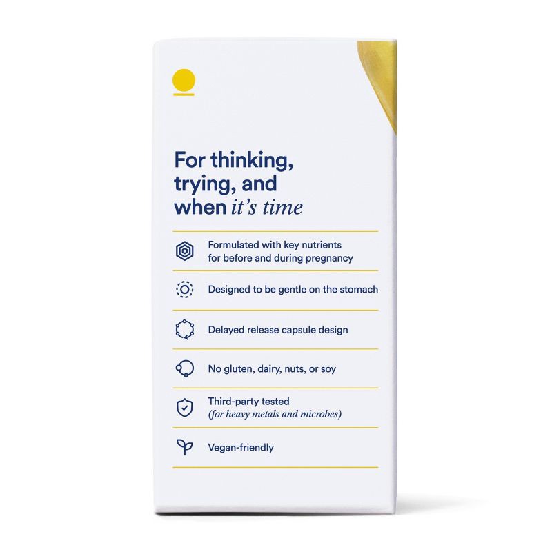 slide 5 of 12, Ritual Prenatal Multivitamin with Folate, Choline, Vegan Omega-3 DHA and Chelated Iron Vegan Capsules - Citrus Essenced - 60ct, 60 ct