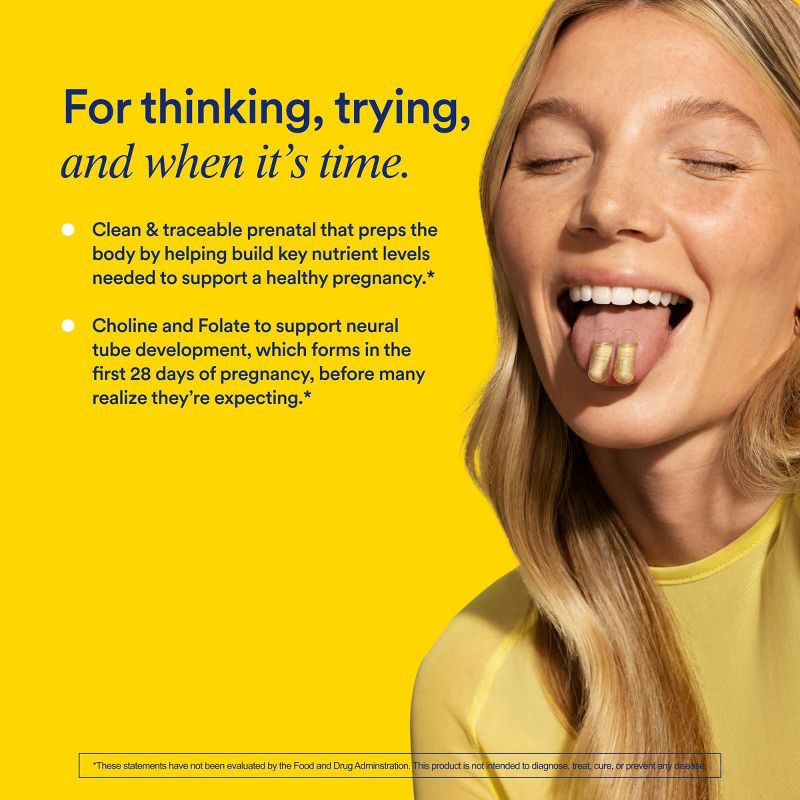 slide 10 of 12, Ritual Prenatal Multivitamin with Folate, Choline, Vegan Omega-3 DHA and Chelated Iron Vegan Capsules - Citrus Essenced - 60ct, 60 ct