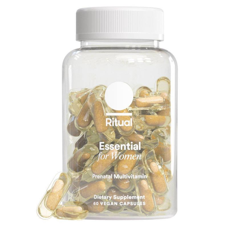 slide 1 of 12, Ritual Prenatal Multivitamin with Folate, Choline, Vegan Omega-3 DHA and Chelated Iron Vegan Capsules - Citrus Essenced - 60ct, 60 ct