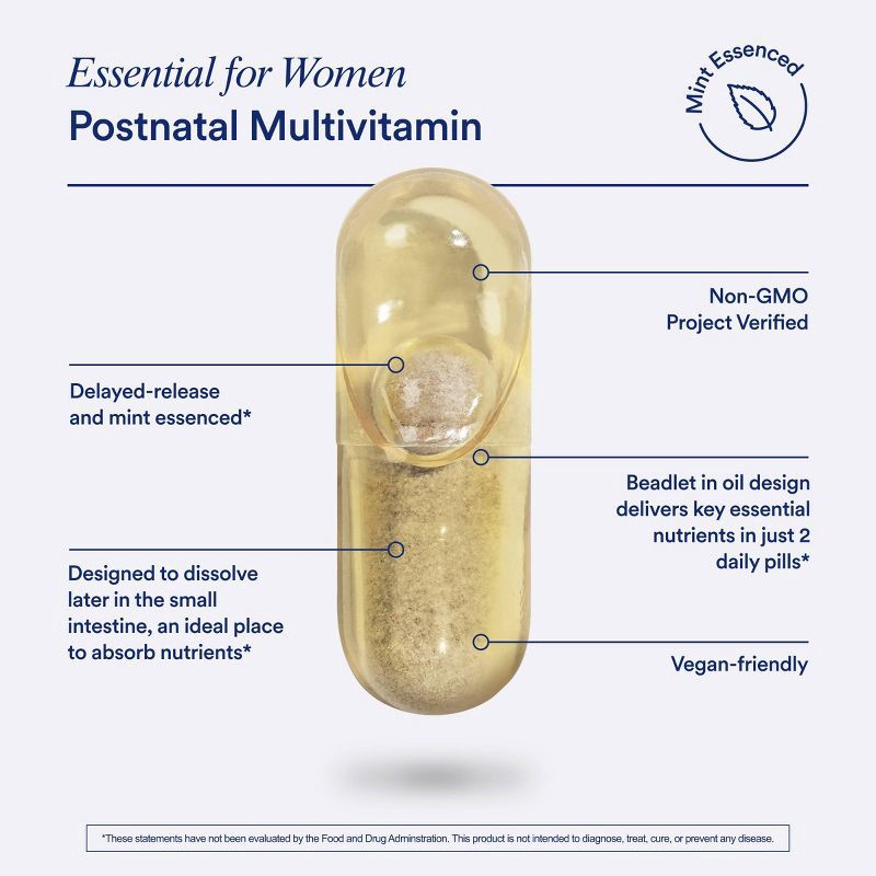 slide 11 of 11, Ritual Postnatal Multivitamin with Vegan Omega-3 DHA, Choline, and Vitamins A, C, D3 and Zinc Vegan Capsules - Mint Essenced - 60ct, 60 ct