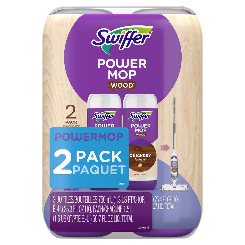 slide 2 of 9, Swiffer Lemon Power Mop Wood Quick Dry Wood Floor Cleaning Solution - 50.6 fl oz/2ct, 50.6 fl oz, 2 ct