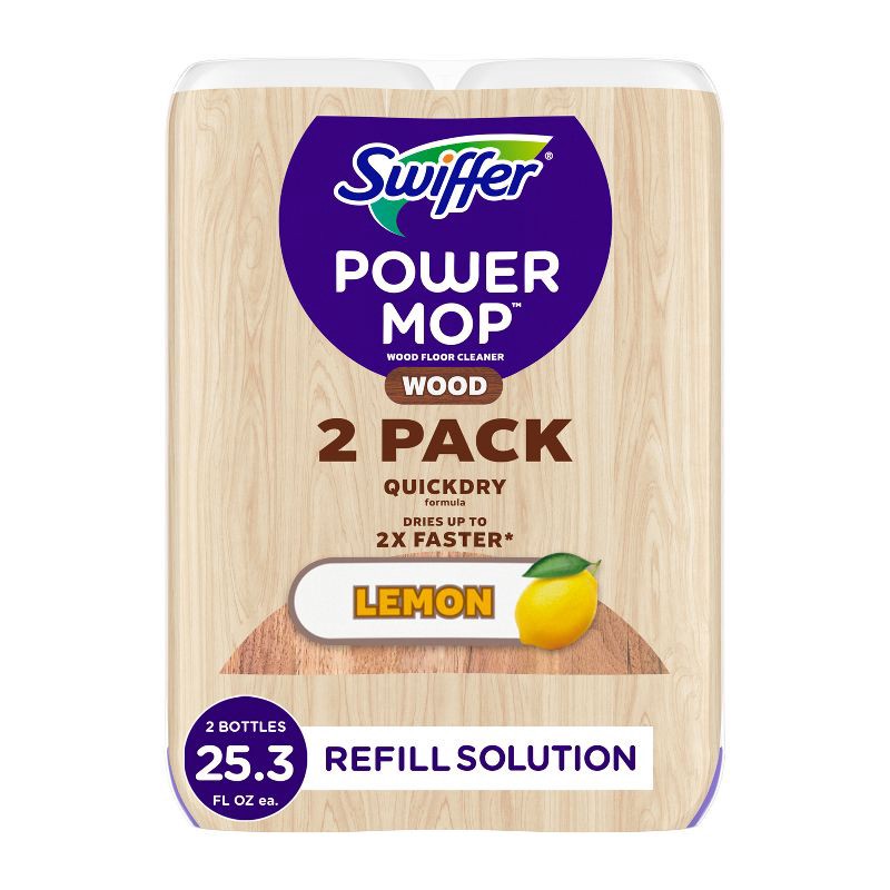 slide 1 of 8, Swiffer Lemon Power Mop Wood Quick Dry Wood Floor Cleaning Solution - 50.6 fl oz/2ct, 50.6 fl oz, 2 ct