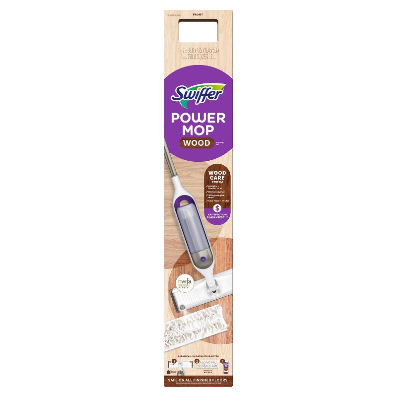 slide 2 of 8, Swiffer Power Mop Wood Mop Kit for Wood Floor Cleaning, 1 ct