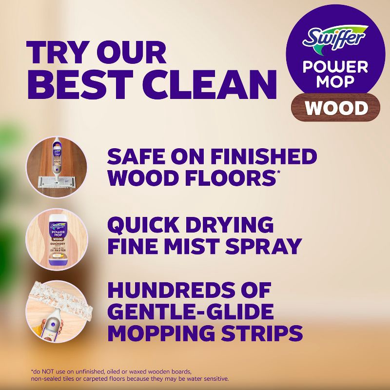 slide 3 of 11, Swiffer Power Mop Wood Mop Kit for Wood Floor Cleaning, 1 ct