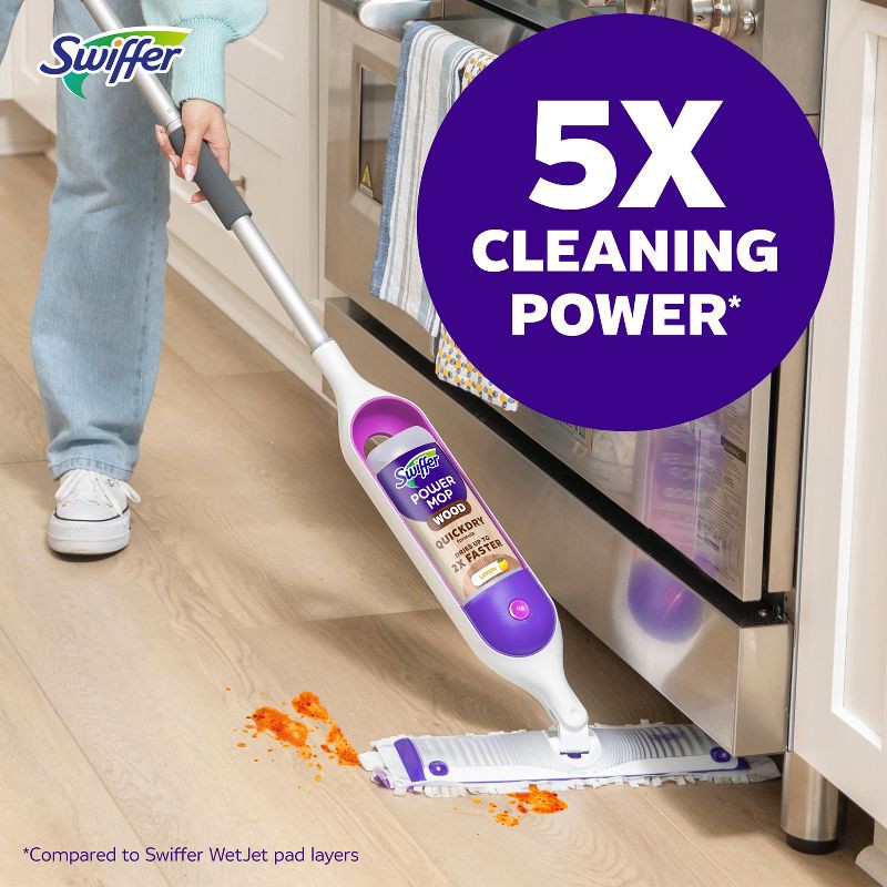 slide 6 of 11, Swiffer Power Mop Wood Mop Kit for Wood Floor Cleaning, 1 ct