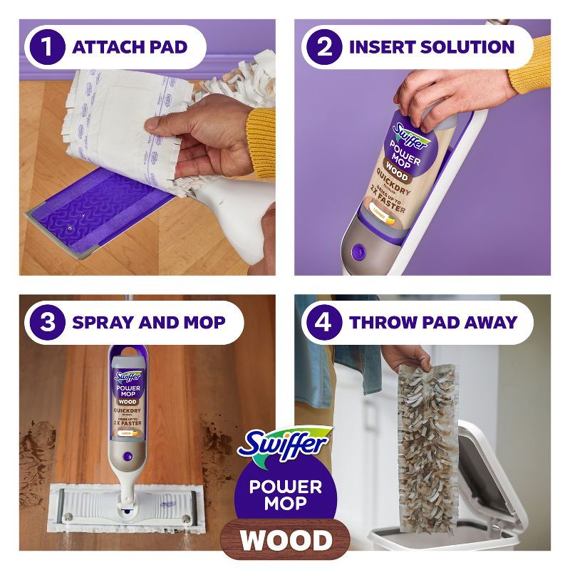 slide 10 of 11, Swiffer Power Mop Wood Mop Kit for Wood Floor Cleaning, 1 ct