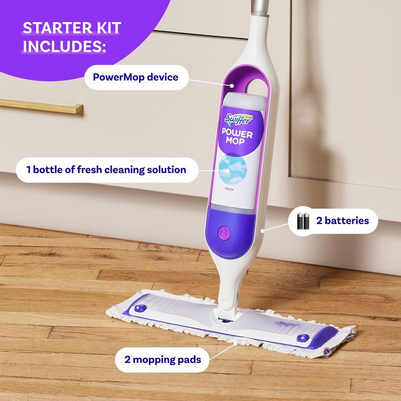 slide 3 of 10, Swiffer Power Mop Multi-Surface Mop Kit for Floor Cleaning, 1 ct