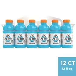 Gatorade G Zero Cool Blue Sports Drink - 12pk/12 fl oz Bottles