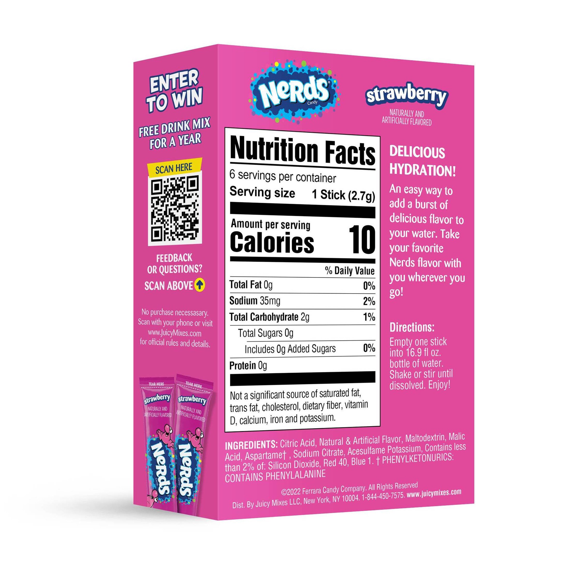 slide 2 of 2, Nerds Strawberry Drink Mix, 6-Pack, 1 ct