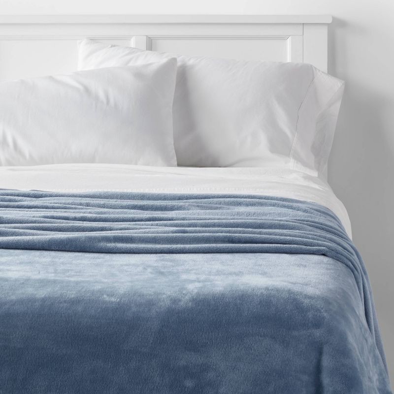 slide 2 of 3, Full/Queen Solid Plush Blanket Blue - Room Essentials™, 1 ct