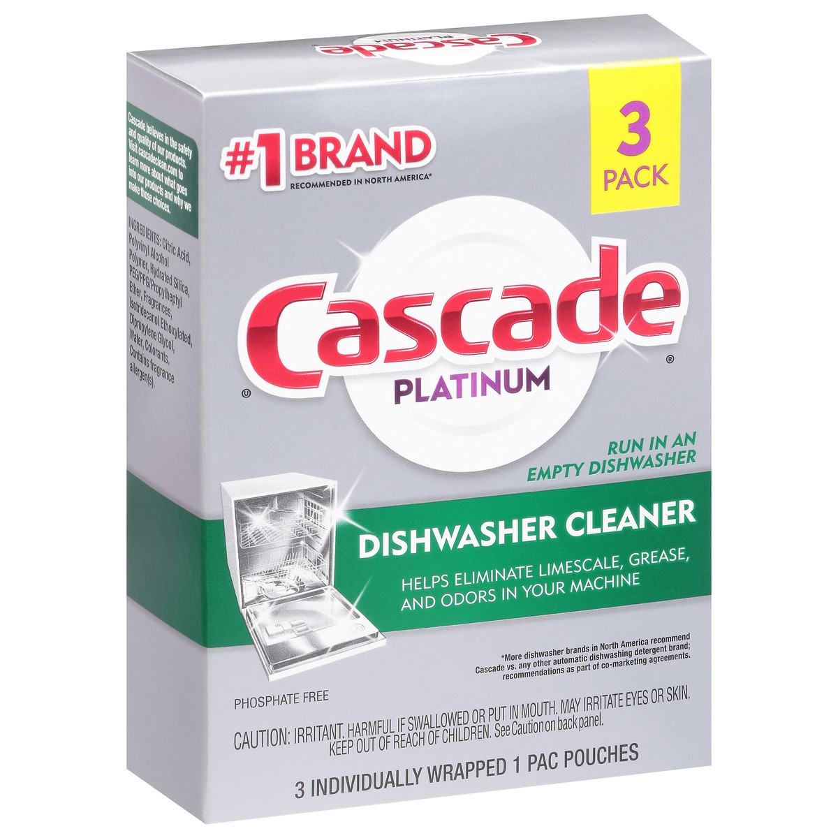 slide 2 of 9, Cascade Platinum 3 Pack Dishwasher Cleaner 3 ea, 3 ct