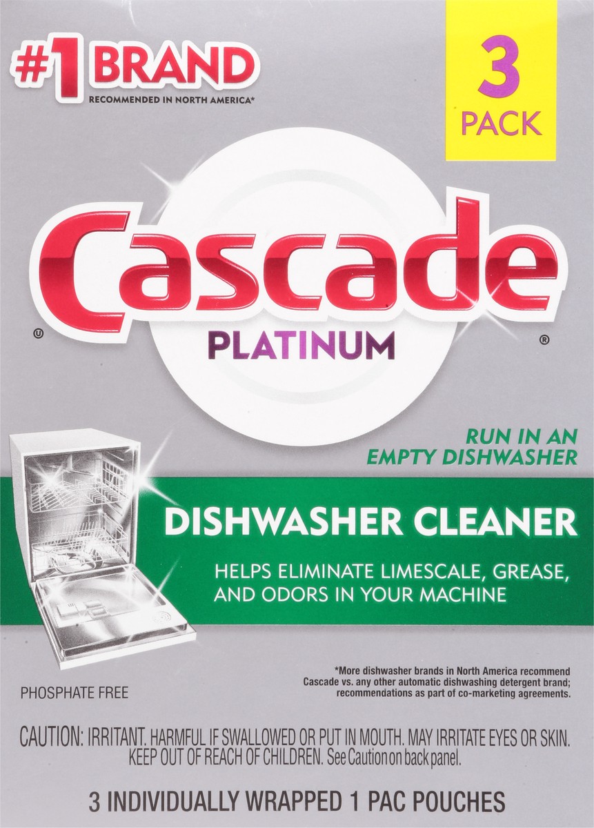 slide 9 of 9, Cascade Platinum 3 Pack Dishwasher Cleaner 3 ea, 3 ct